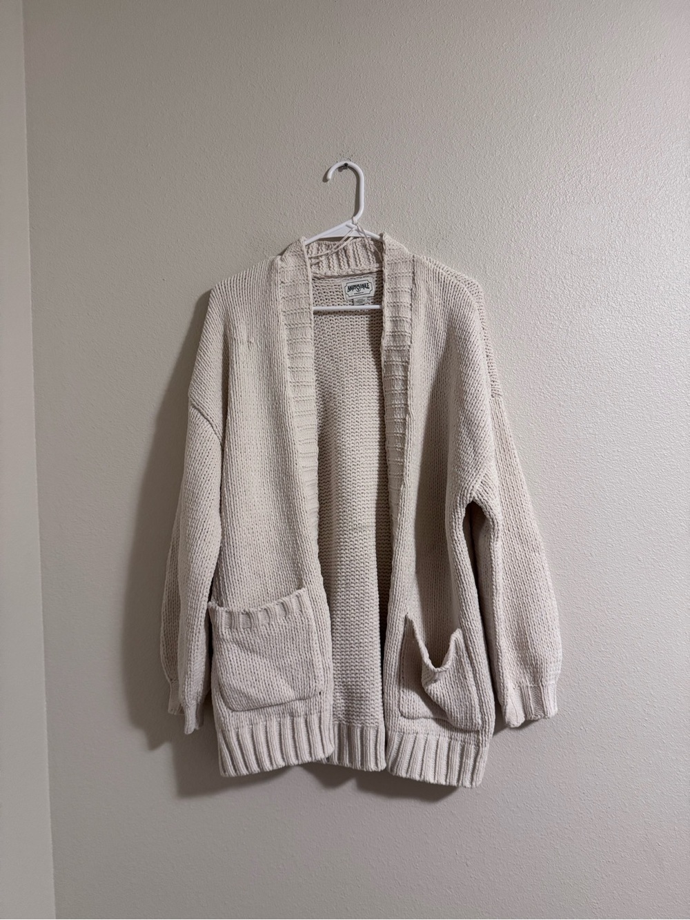 NWOT American Eagle Outfitters Cream Open-Front Knit Cardigan